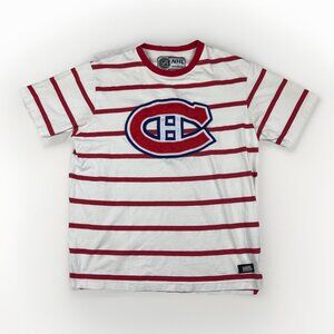 Vintage ILANCO NHL Montreal Canadiens Retro Stripped T-shirt Men’s Sz Medium ***
